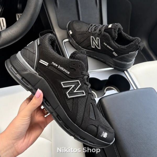 Мужские зимние кожаные кроссовки черные NB6 NB6 чорн бот фото