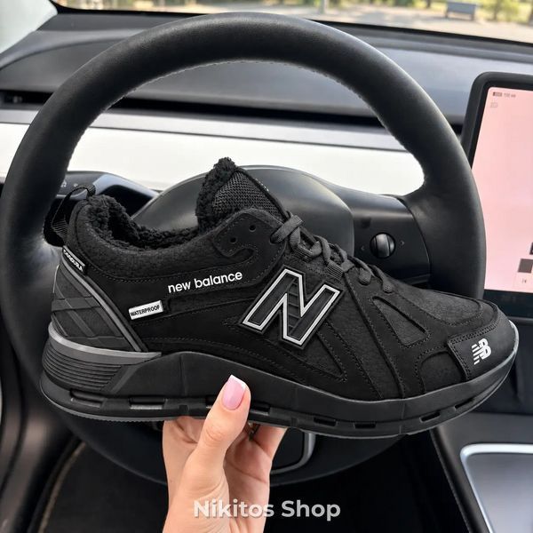 Мужские зимние кожаные кроссовки черные NB6 NB6 чорн бот фото