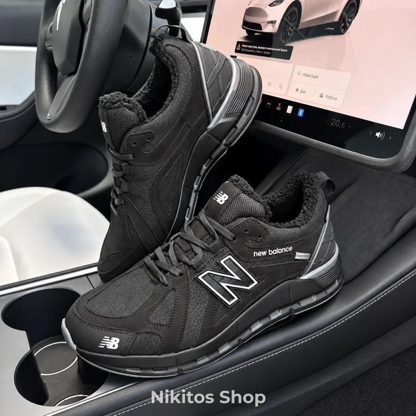 Мужские зимние кожаные кроссовки черные NB6 NB6 чорн бот фото