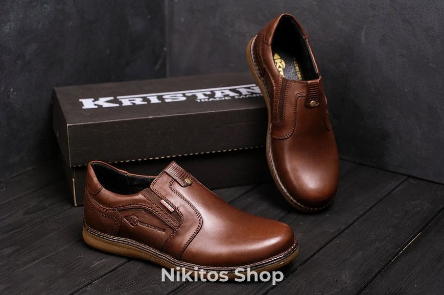 Мужские кожаные туфли Kristan brown old school 115 115 к фото