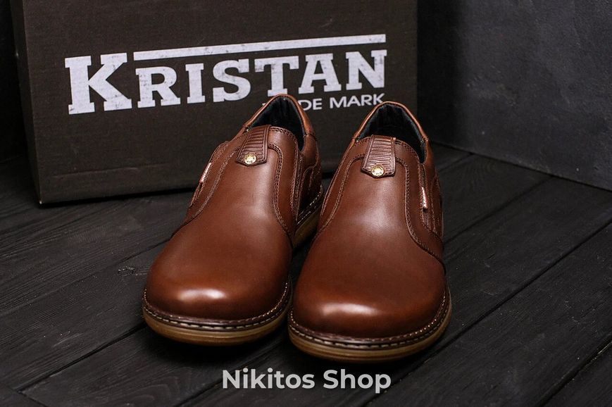 Мужские кожаные туфли Kristan brown old school 115 115 к фото