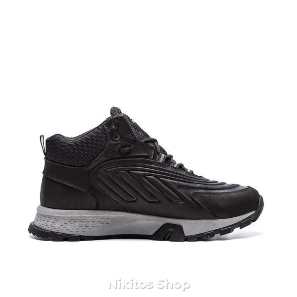 Чоловічі зимові шкіряні кросівки чорного кольору Adidas Ozelia A-04 A-04ч/сір бот фото