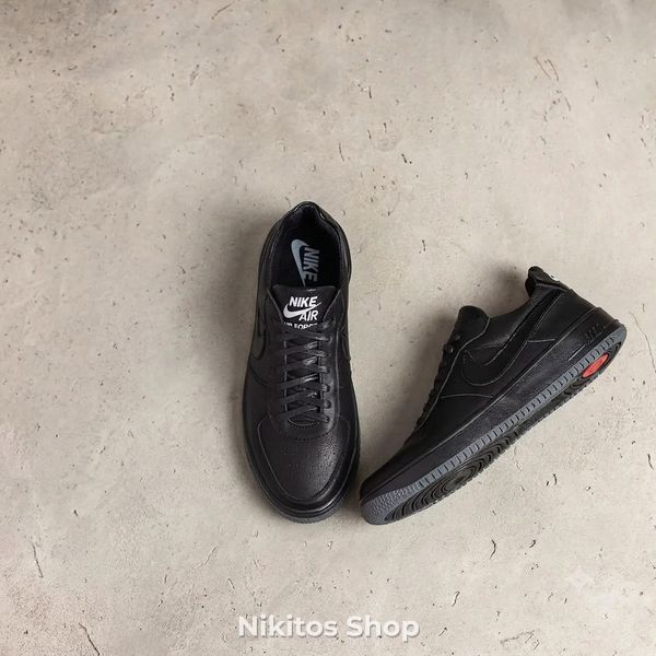 Мужские кожаные кроссовки черные Nike 240-91 240-91 черн фото