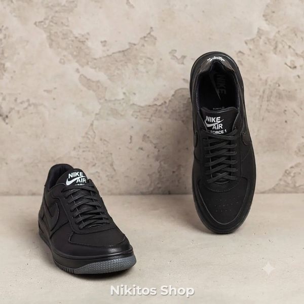 Мужские кожаные кроссовки черные Nike 240-91 240-91 черн фото