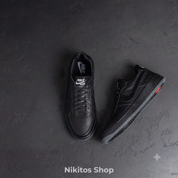 Мужские кожаные кроссовки черные Nike 240-91 240-91 черн фото