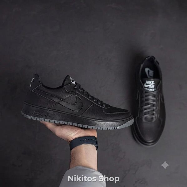Мужские кожаные кроссовки черные Nike 240-91 240-91 черн фото