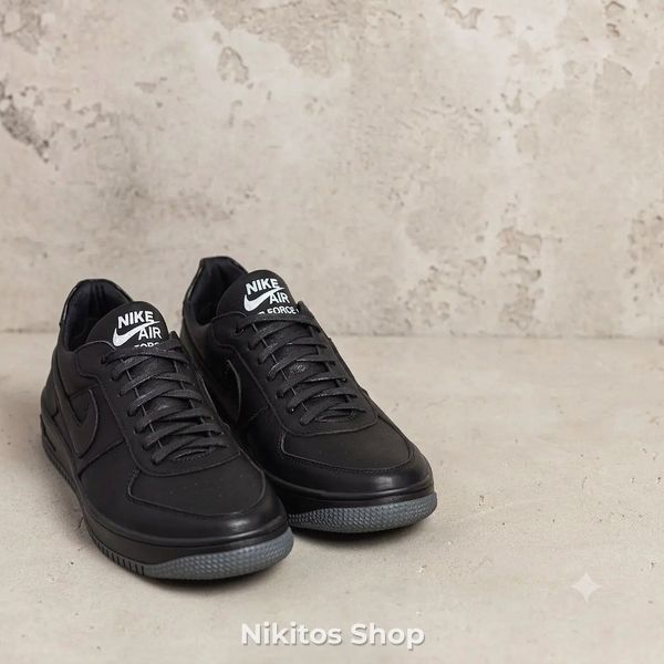 Мужские кожаные кроссовки черные Nike 240-91 240-91 черн фото