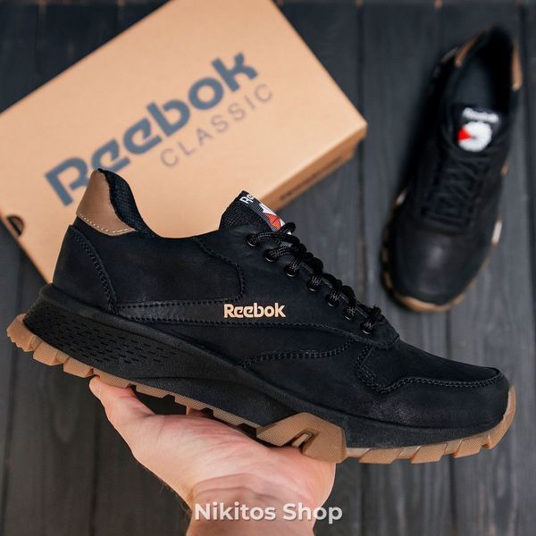 Мужские кожаные черные кроссовки Reebok R-01 R-01 черн А фото