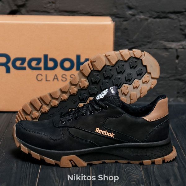 Мужские кожаные черные кроссовки Reebok R-01 R-01 черн А фото