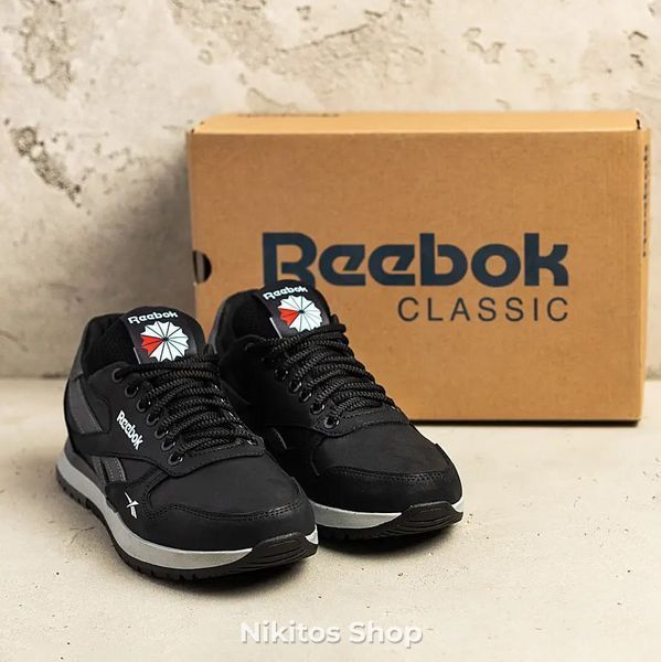 Чоловічі шкіряні кросівки чорні Reebok 03 R-03ч/с фото