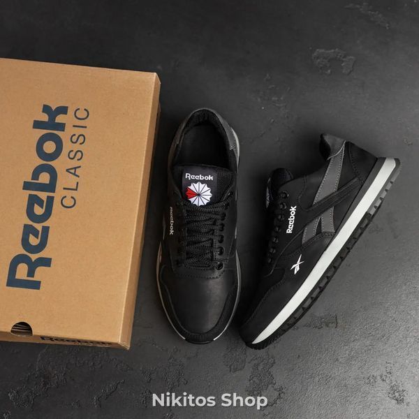 Чоловічі шкіряні кросівки чорні Reebok 03 R-03ч/с фото