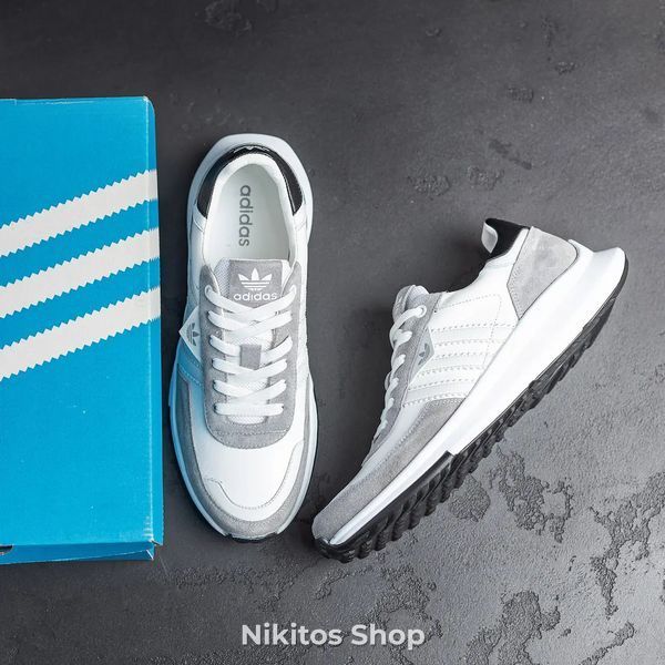 Мужские кожаные кроссовки Adidas Grey А31-4 А31-4ч/с фото