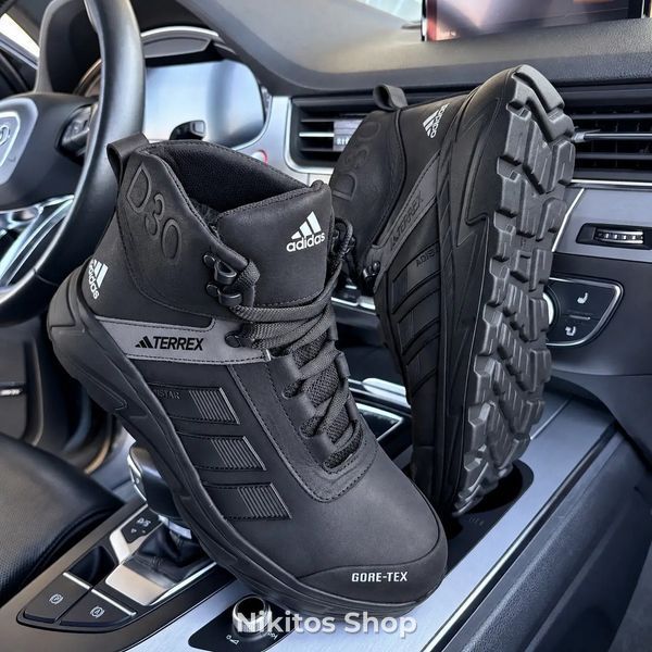 Мужские зимние кожаные кроссовки черные Adidas Terrex D30 D30 ч бот фото