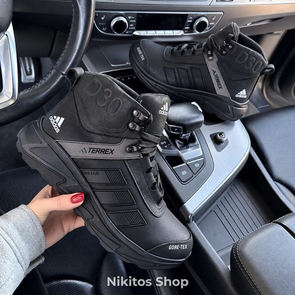 Мужские зимние кожаные кроссовки черные Adidas Terrex D30 D30 ч бот фото