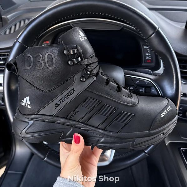 Мужские зимние кожаные кроссовки черные Adidas Terrex D30 D30 ч бот фото