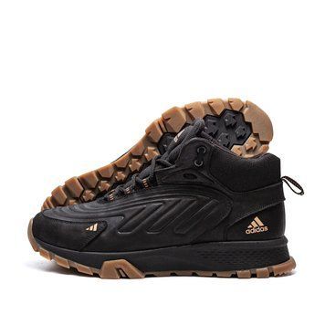 Мужские зимние кожаные кроссовки черные Adidas Originals Ozelia A-04 A-04чорн бот фото