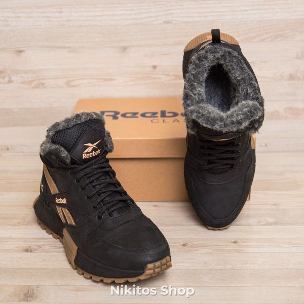Мужские зимние кожаные ботинки черные Reebok 05 R-05 черн бот фото
