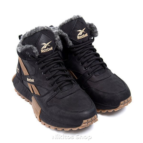 Мужские зимние кожаные ботинки черные Reebok 05 R-05 черн бот фото