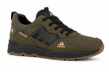 Чоловічі кросівки шкіряні хакі Adidas Climacool А66 А66 ч/хак фото