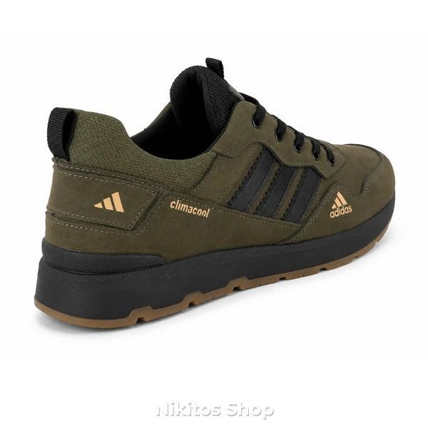 Мужские кроссовки кожаные хаки Adidas Climacool А66 А66 ч/хак фото