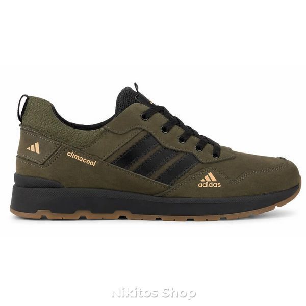 Мужские кроссовки кожаные хаки Adidas Climacool А66 А66 ч/хак фото